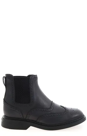 Hogan Perforated-Detailed Ankle Boots
