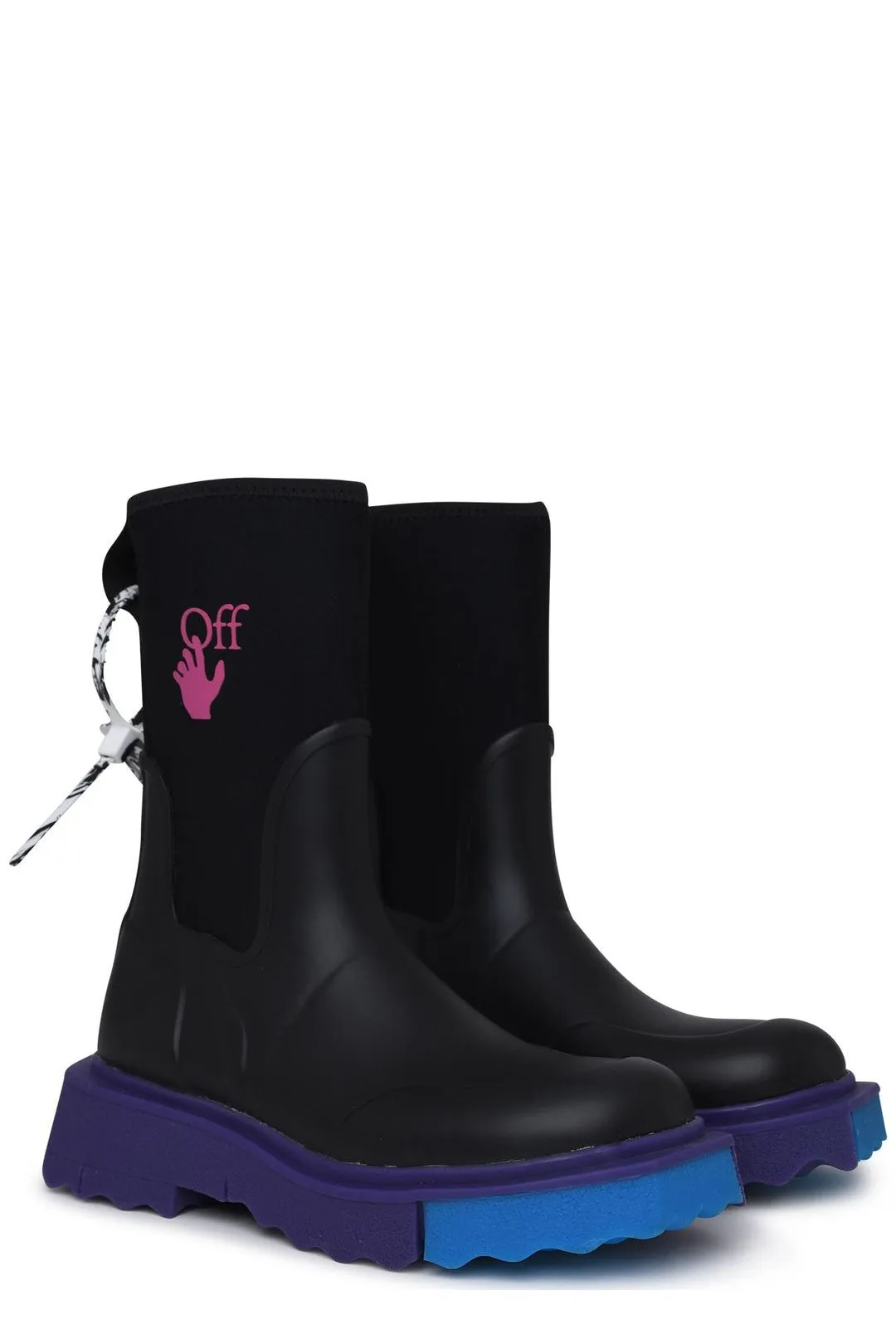 Off-White Rainboot Sponge Logo Printed Ankle Boots